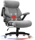 BOSMILLER Big and Tall Office Chair 650lbs for Heavy People with Massage and Heating, Adjustment Lumbar Support Heavy Duty Fabric Executive Office Chair with Quiet Wheels