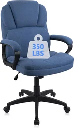 CLATINA Cloth Office Chair Fabric Desk Chair, Adjustable Height Rolling Swivel Executive Chair with Padded Armrests and Wheels, Mid Back Ergonomic Computer Task Chair for Home Office, Blue, 350 LBS