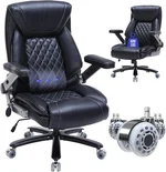 600lbs Big and Tall Office Chair,4 Way Flip Up Armrest Ergonomic Office Chair with Adjustable Lumbar Support,Heavy Duty Executive OfficeChair,Extra Wide and Oversized (Black)