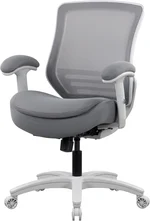 400lbs Double Seat Cushion Office Chair Soft Armrests Executive Ergonomic Computer Desk Chair with Lumbar Support (Grey Frame Grey Fabric)