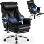 EROMMY 600Lbs Big and Tall Office Chair with Footrest,Adjustable Lumbar Support & Armrest,Heavy Duty Plus Size Office Chair with Pocket Springs Seat for Heavy People,XL Executive Desk Chiars,Black