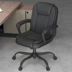 ZZH Executive Office Chair, Leather Desk Computer Chair with Padded Armrests, Swivel Adjustable Seat for Home Office, 1PC, Black