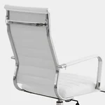 Livinia Modern Executive Office Desk Chair, Chrome & Leather Conference Room Swivel Chairs with Ribbed High Back, Adjustable Height, Removable Armrest, and Wheels for Home Office (White(Chrome))