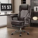 Big and Tall Office Chair 550 lbs Extra Wide Leather Luxury Executive Chair with Retractable Footrest, Heavy-Duty Ergonomic Chair, High Back Computer Chairs with Adjustable Height