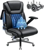 HOFFREE Big and Tall Office Chair 500lbs with Adjustable Lumbar Support and 4D Flip Arms, Extra Wide Seat Ergonomic Executive Chairs for Heavy People Black