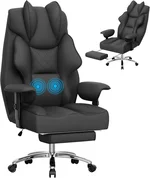 Homall Big and Tall Massage Office Chair,Reclining High Back Ergonomic Home Office Desk Chair with Adjustable Padded Armrest and Foot Rest (Mesh, Black)