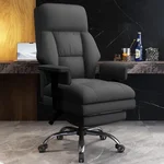 Office Chair with Leg Rest, Leather High Back Executive Office Chair with Wheels, Ergonomic Desk Chairs with Lumbar Support for Home Office, Black